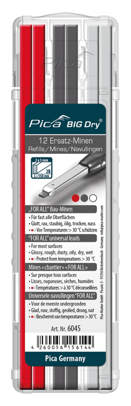 Ersatzminen-Set 6045 für Pica Big Dry• 4x rot 4x weiß 4x graphit • Multiuse • abwischbar