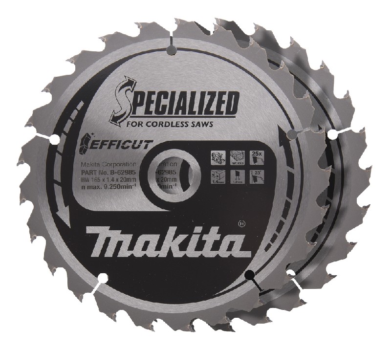Sägeblatt 165x1,4x20 • 25Z • 2 StückMakita B-62985-2 • EFFICUT • Holz