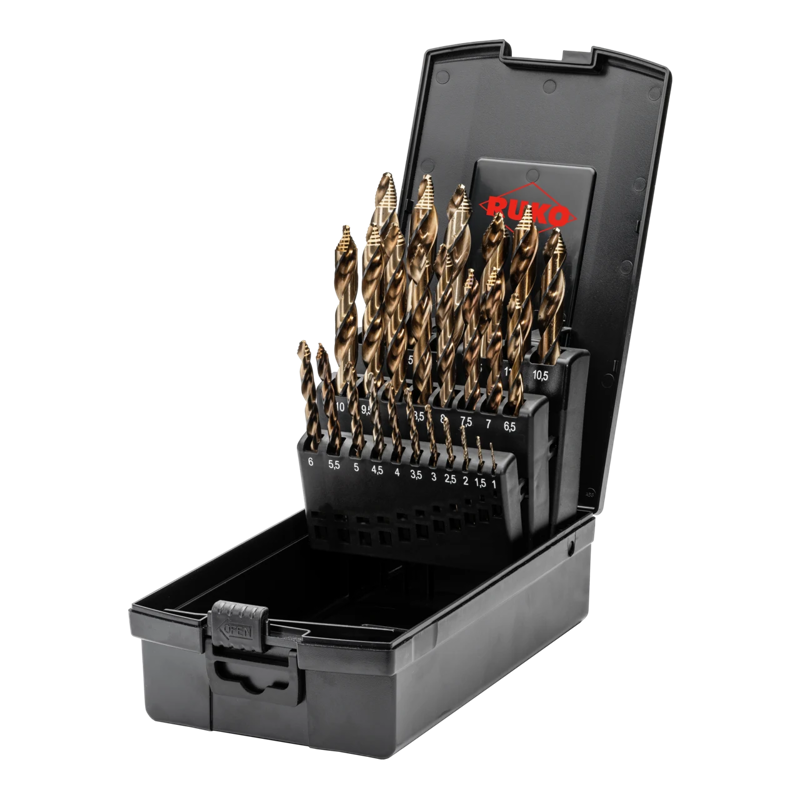 Ultimatecut Spiralbohrer-Satz HSS-Co5• Din 338 • FLOWSTEP® Spitze • 25-tlg. • Ø 1,0 - 13,0 mm • Ruko • 259215ERO