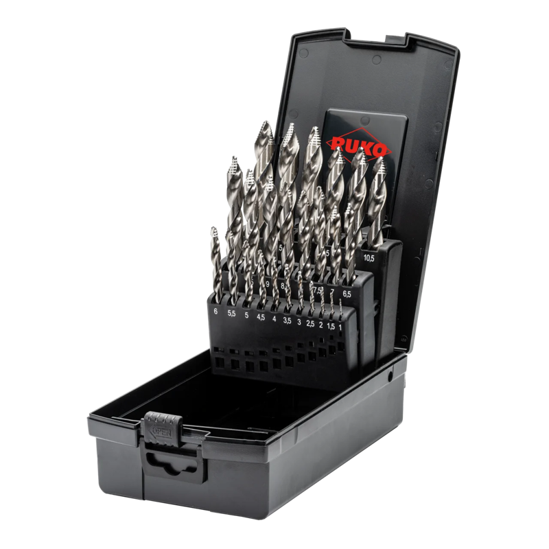 Ultimatecut Spiralbohrer-Satz HSS• Din 338 • FLOWSTEP® Spitze • 25-tlg. • Ø 1,0 - 13,0 mm • Ruko • 259215RO