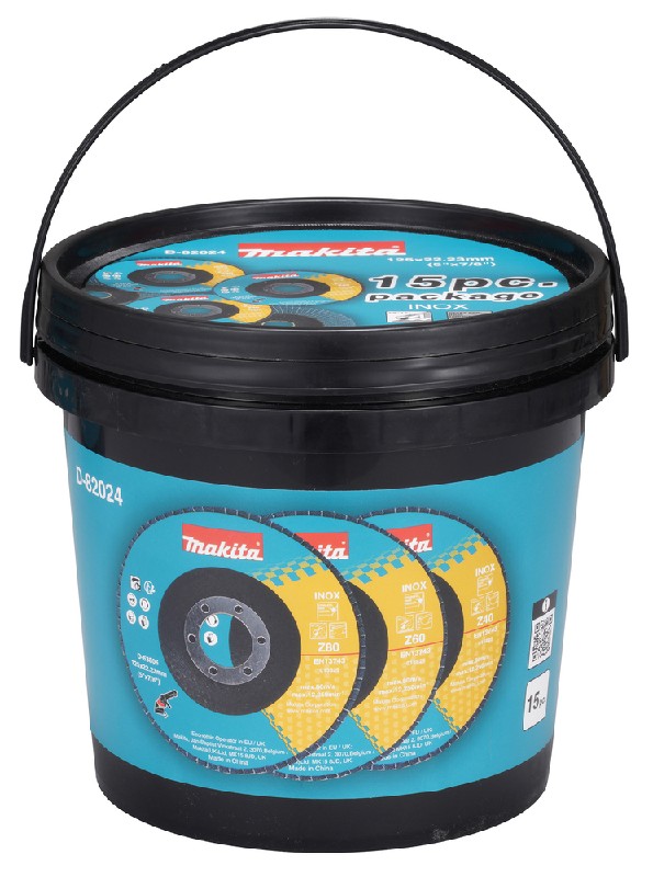 Makita Fächerscheiben-Set - D-82024Ø 125 mm • 4x K40 4x K60 7x K80 • 15tlg. • abgewinkelt • Inox