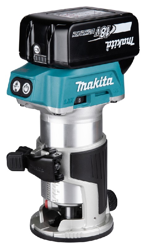Makita Akku-Multifräse - DRT50ZJX218V • 6/8 mm • mit Kantenfräsen-, Oberfräsen- und Winkelfräsenmodul