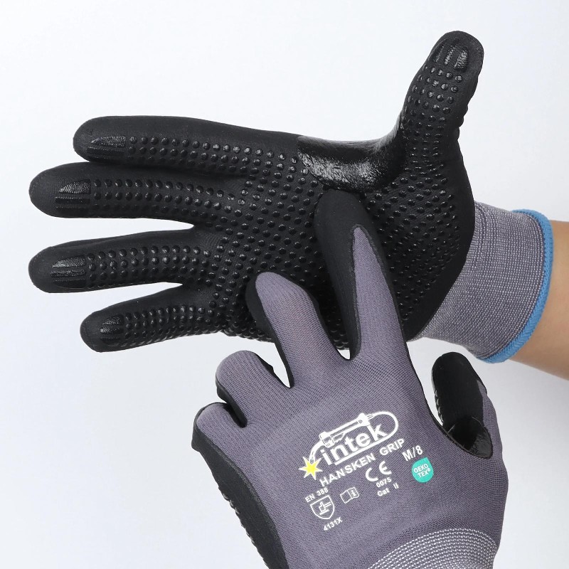 Handschuh - Hansken Grip - Gr. 7-11• Nylon/Nitril • Handrücken frei • genoppt • 4131x