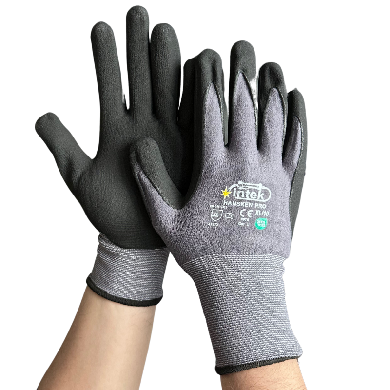 Handschuh - Hansken Pro - Gr. 7-11• Nylon/Nitril schwarz • Handrücken frei • 4131x