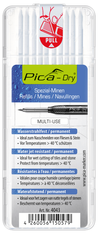 Spezialminen-Set 4043 für Pica Dry• 10x Weiß • Multiuse • Wasserstrahlfest
