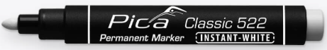 Pica Instant White 522 Permanent Marker• weiß • 1-4mm • Rundspitze