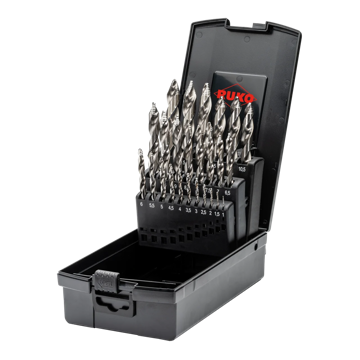 Ultimatecut Spiralbohrer-Satz HSS• Din 338 • FLOWSTEP® Spitze • 25-tlg. • Ø 1,0 - 13,0 mm • Ruko • 259215RO