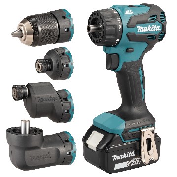 Makita Akku-Bohrschrauber - DDF491RTJ18V • 50/27 Nm • Wechselkopfsystem inkl. 2x BL1850B, Ladegerät & Makpac